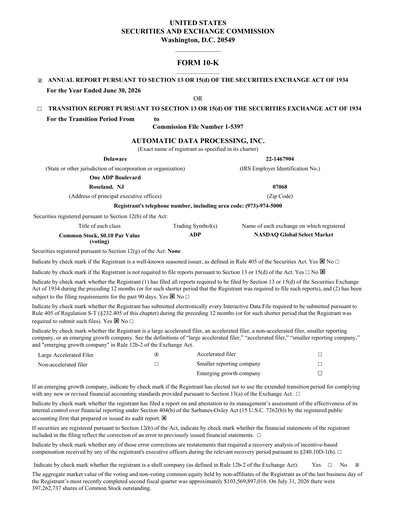 Thumbnail Automatic Data Processing Annual Report 2026