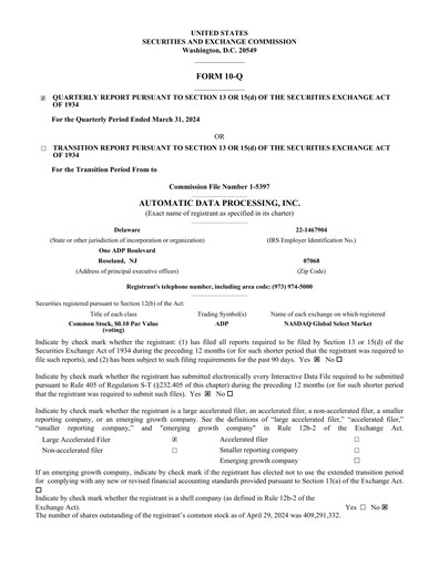 Thumbnail Automatic Data Processing Quarterly Report 2024-q3