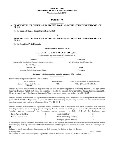 Thumbnail Automatic Data Processing Quarterly Report 2026-q1