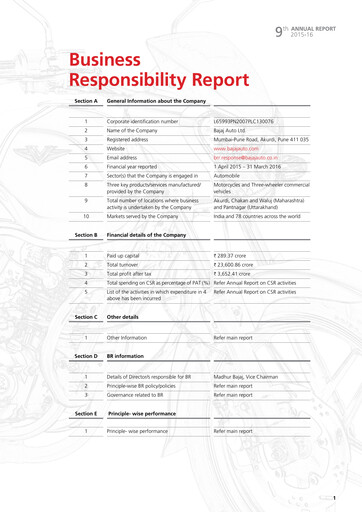 Thumbnail Bajaj Auto ESG Report 2015-2016