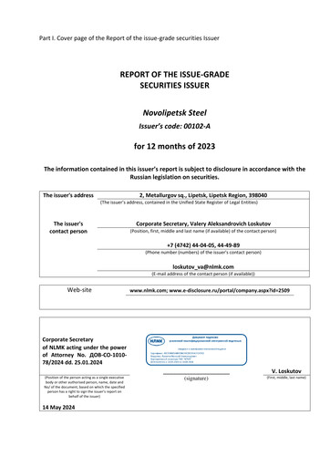Thumbnail Novolipetsk Steel
 Financial Report 2023