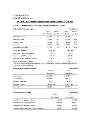 Thumbnail ANA Holdings
 Financial Statement fy2014