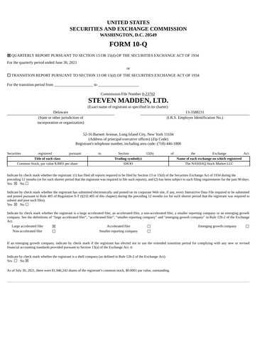 Thumbnail Steve Madden
 Quarterly Report 2021-q2