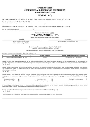 Thumbnail Steve Madden
 Quarterly Report 2021-q3