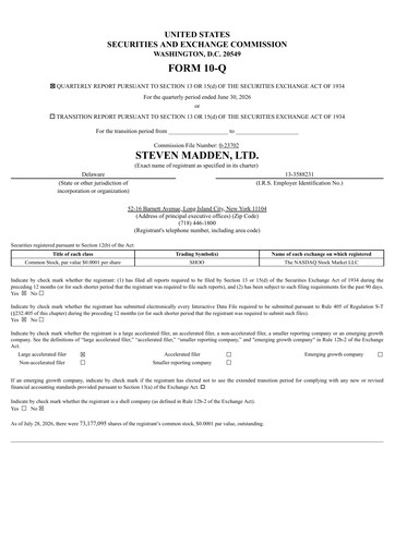Thumbnail Steve Madden
 Quarterly Report 2026-q2