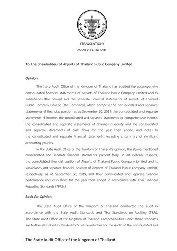 Thumbnail Airports of Thailand Financial Statement fy2019
