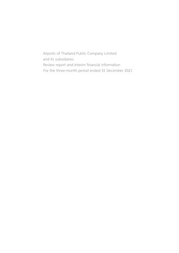 Miniature Airports of Thailand Rapport trimestriel 2022-q1