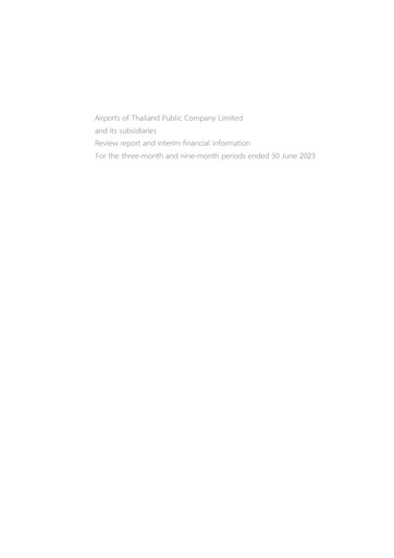 Miniature Airports of Thailand Rapport trimestriel 2023-q3