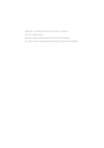 Miniature Airports of Thailand Rapport trimestriel 2024-q1