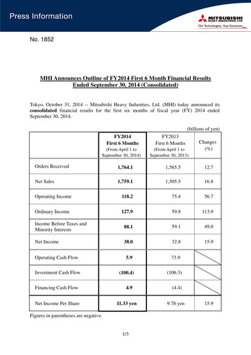 Miniature Mitsubishi Heavy Industries Rapport semestriel 2014-h1