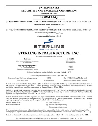 Miniature Sterling Infrastructure Rapport trimestriel 2024-q2
