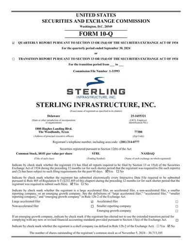 Miniature Sterling Infrastructure Rapport trimestriel 2024-q3