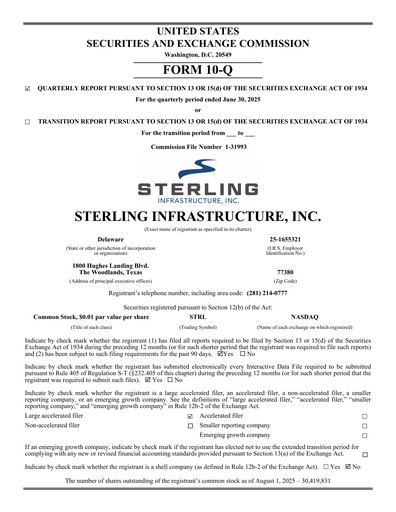 Miniature Sterling Infrastructure Rapport trimestriel 2025-q2