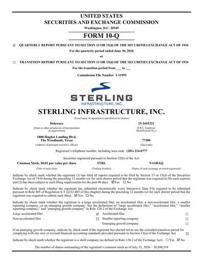 Thumbnail Sterling Infrastructure Quarterly Report 2026-q2