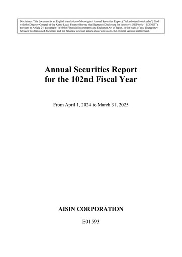 Thumbnail Aisin Seiki
 Annual Report 2025