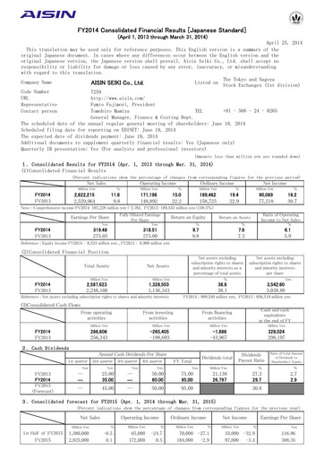Thumbnail Aisin Seiki
 Financial Statement fy2014