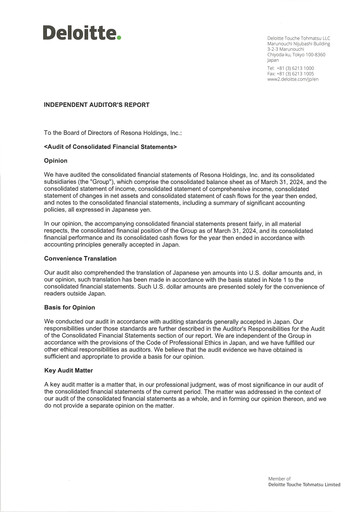 Thumbnail Resona Holdings
 Financial Statement fy2024