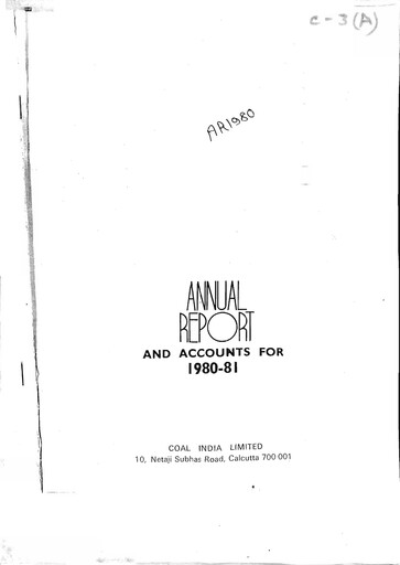 Thumbnail Coal India Annual Report 1980-1981