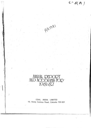 Thumbnail Coal India Annual Report 1981-1982