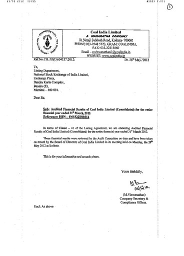 Thumbnail Coal India Financial Statement 2011-2012
