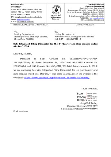 Vorschaubild Coal India Quartalsbericht 2024-q3