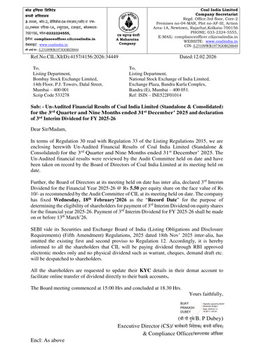 Vorschaubild Coal India Quartalsbericht 2025-q3