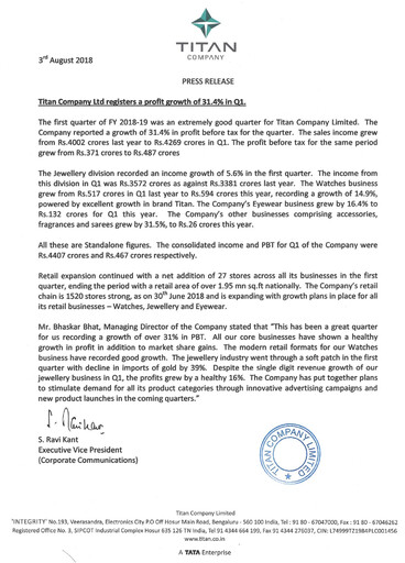 Thumbnail Titan Company Quarterly Report 2018-q1