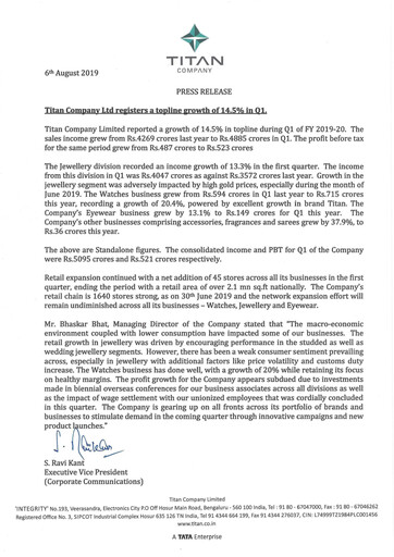 Thumbnail Titan Company Quarterly Report 2019-q1