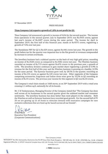 Thumbnail Titan Company Quarterly Report 2019-q2