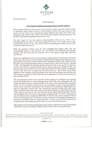 Thumbnail Titan Company Quarterly Report 2020-q3