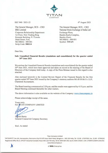 Thumbnail Titan Company Quarterly Report 2021-q1