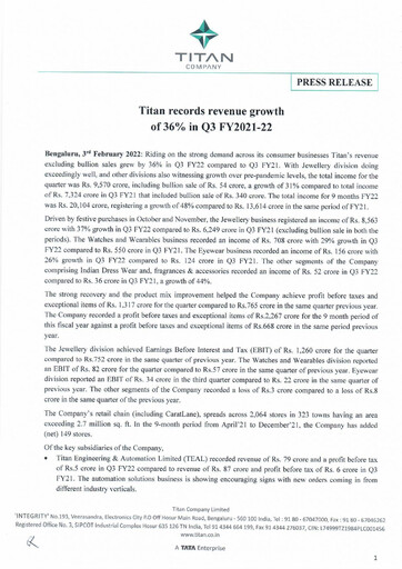 Thumbnail Titan Company Quarterly Report 2021-q3