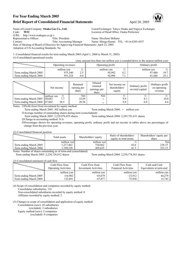 Thumbnail Osaka Gas
 Financial Statement fy2005