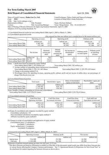 Thumbnail Osaka Gas
 Financial Statement fy2006