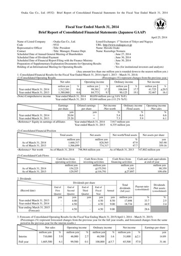 Thumbnail Osaka Gas
 Financial Statement fy2014