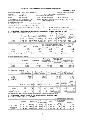 Thumbnail GMO Payment Gateway Financial Statement fy2024