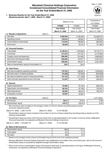 Thumbnail Mitsubishi Chemical Holdings
 Financial Report 2005