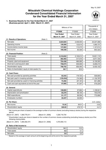 Thumbnail Mitsubishi Chemical Holdings
 Financial Report 2006