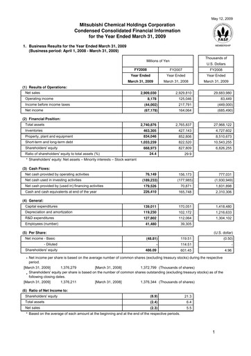 Thumbnail Mitsubishi Chemical Holdings
 Financial Report 2008