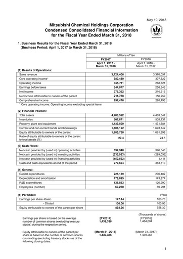 Thumbnail Mitsubishi Chemical Holdings
 Financial Report 2017