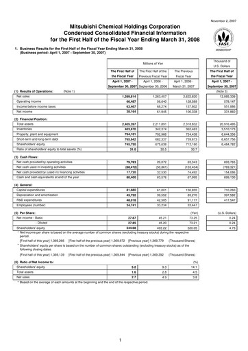 Thumbnail Mitsubishi Chemical Holdings
 Half-year Report 2007-h1
