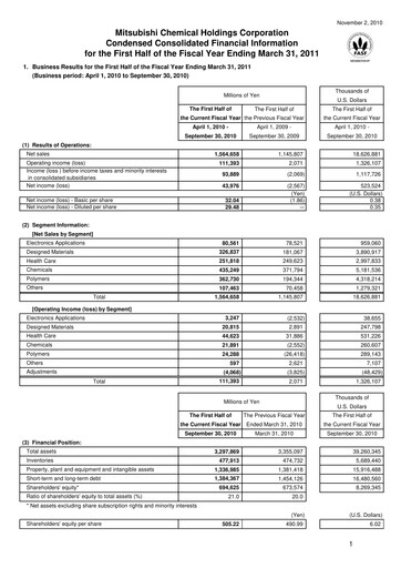 Thumbnail Mitsubishi Chemical Holdings
 Half-year Report 2010-h1
