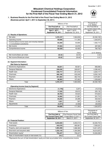 Thumbnail Mitsubishi Chemical Holdings
 Half-year Report 2011-h1
