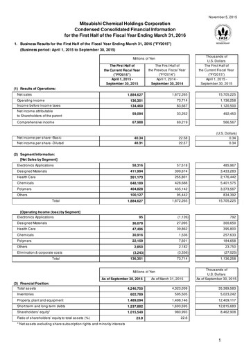 Thumbnail Mitsubishi Chemical Holdings
 Half-year Report 2015-h1