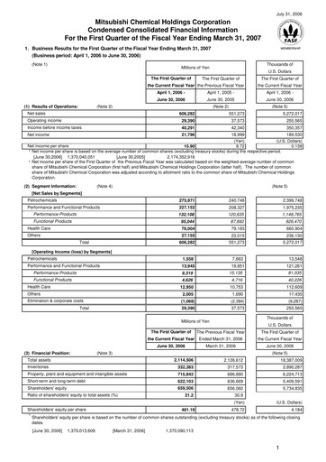 Thumbnail Mitsubishi Chemical Holdings
 Quarterly Report 2006-q1