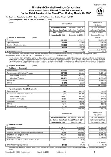 Thumbnail Mitsubishi Chemical Holdings
 Quarterly Report 2006-q3