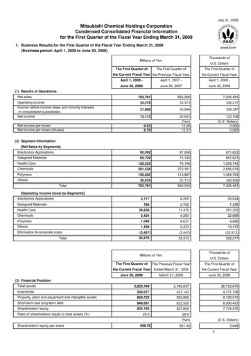 Thumbnail Mitsubishi Chemical Holdings
 Quarterly Report 2008-q1