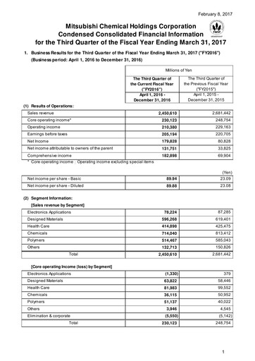 Thumbnail Mitsubishi Chemical Holdings
 Quarterly Report 2016-q3
