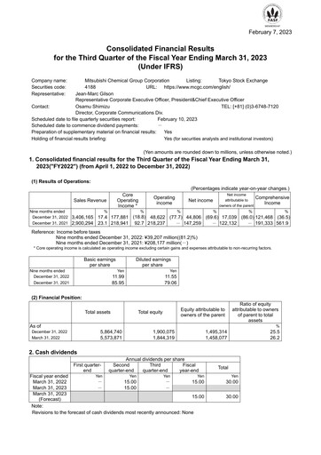 Thumbnail Mitsubishi Chemical Holdings
 Quarterly Report 2022-q3