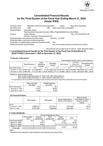 Thumbnail Mitsubishi Chemical Holdings
 Quarterly Report 2023-q3